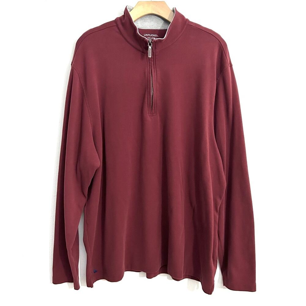 UNTUCKit Santagelo Men’s 1/4 zip pullover mock neck cotton Made in Peru EUC XXXL